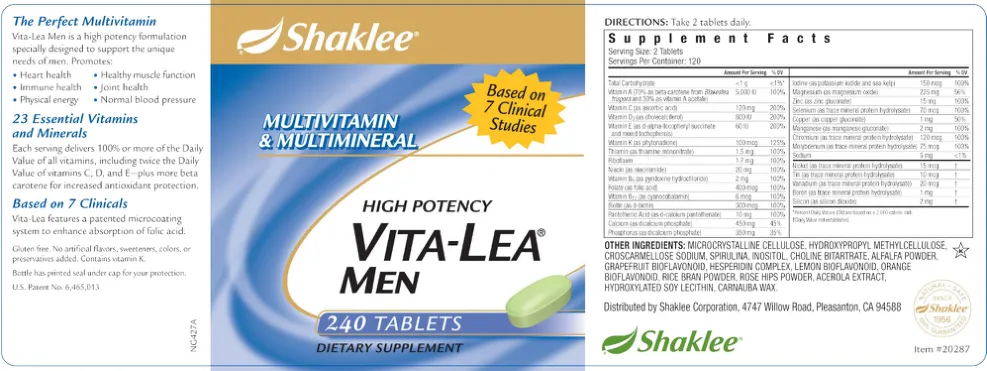 Label for High Potency Vita-Lea Men