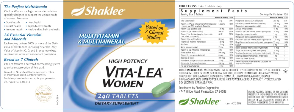 Label for High Potency Vita-Lea Women