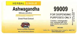 Label for Ashwagandha