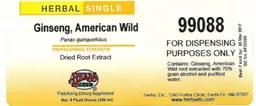 Label for Ginseng, American Wild
