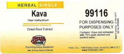 Label for Kava Dried Root Extract