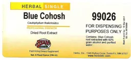 Label for Blue Cohosh