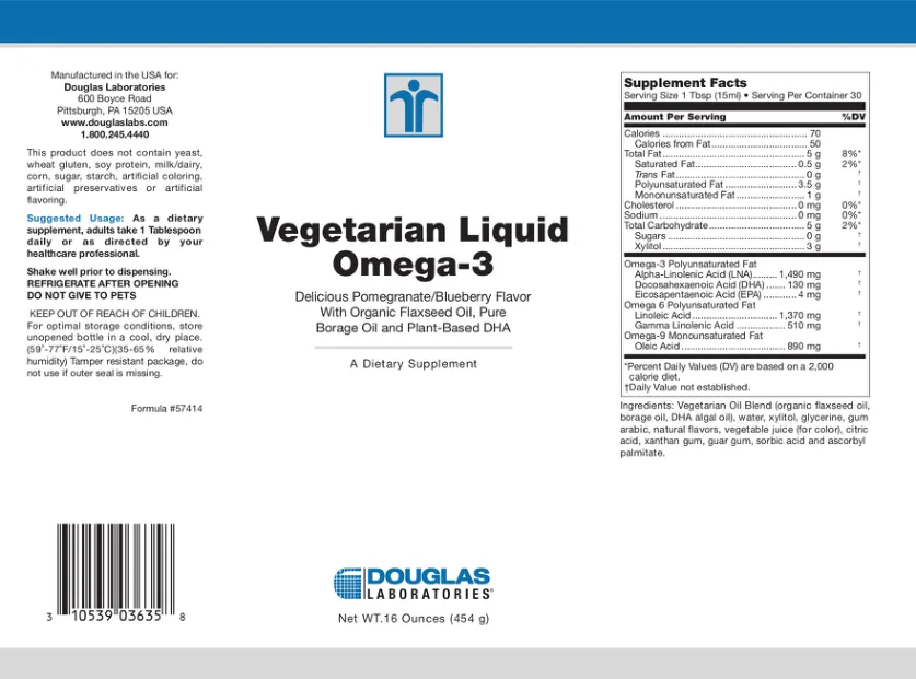 Label for Vegetarian Liquid Omega-3
