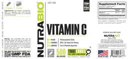 Label for Vitamin C 500 Milligrams