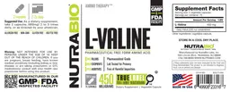 Label for L-Valine 450 Milligrams