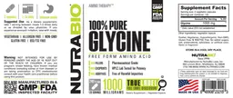 Label for 100% Pure Glycine 1000 Milligrams