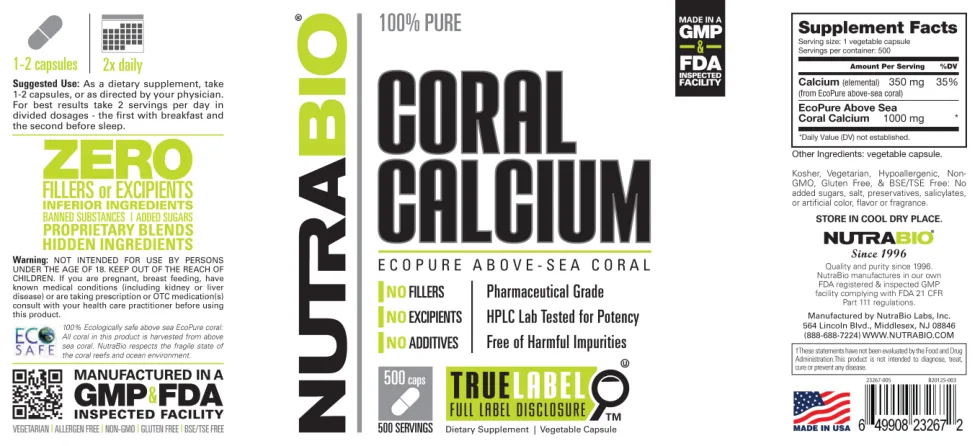 Label for Coral Calcium