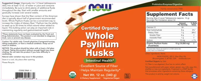 Label for Certified Organic Psyllium Husk Powder