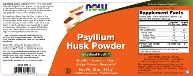 Label for Psyllium Husk Powder