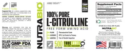 Label for 100% Pure L-Citrulline 500 Milligrams