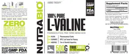 Label for 100% Pure L-Valine