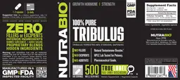 Label for 100% Pure Tribulus 500 Milligrams