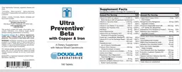 Label for Ultra Preventive Beta With Copper & Iron