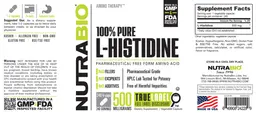 Label for 100% Pure L-Histidine 500 Milligrams