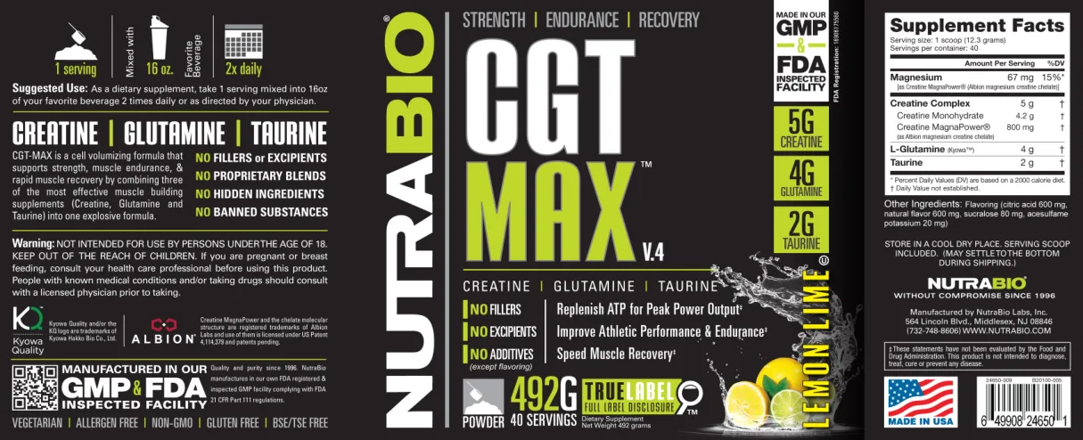 Label for CGT Max V.4 Lemon Lime