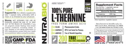 Label for 100% Pure L-Theanine 200 Milligrams