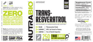 Trans-Resveratrol 250 Milligrams