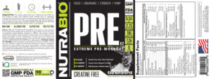 Label for PRE V.2 Raw Unflavored