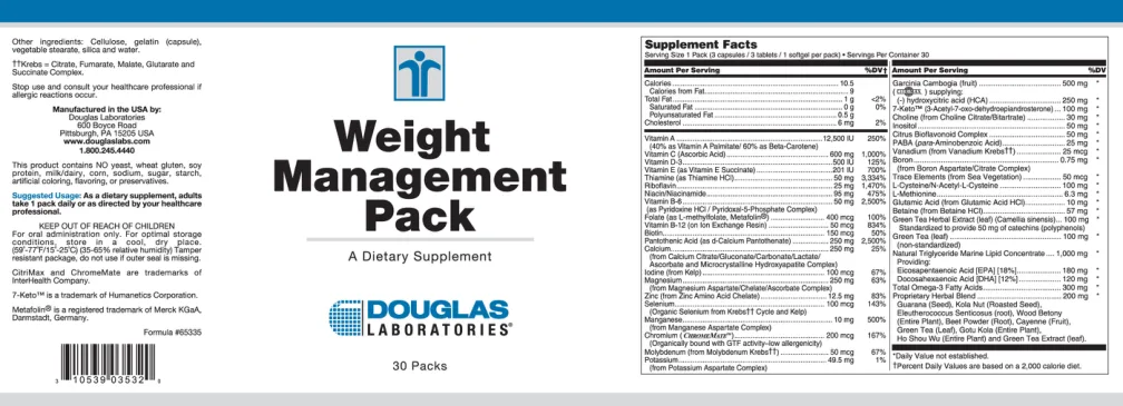 Label for Weight Management Pack