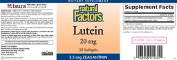 Label for Lutein 20 mg