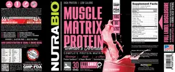 Label for Muscle Matrix Protein Women's Formula Wild Strawberry