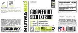 Label for Grapefruit Seed Extract 250 Milligrams