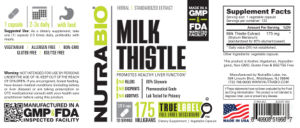 Label for Milk Thistle 175 Milligrams