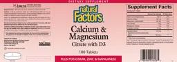 Label for Calcium & Magnesium Citrate With D3