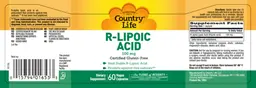 Label for R-Lipoic Acid 100 mg
