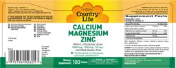 Label for Calcium Magnesium Zinc