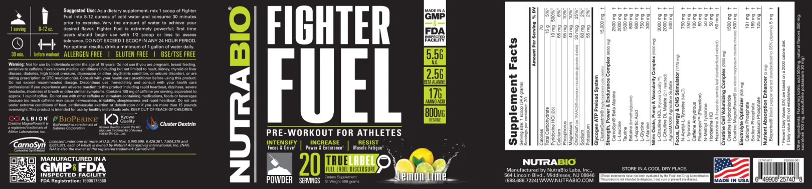 Label for Fighter Fuel Lemon Lime