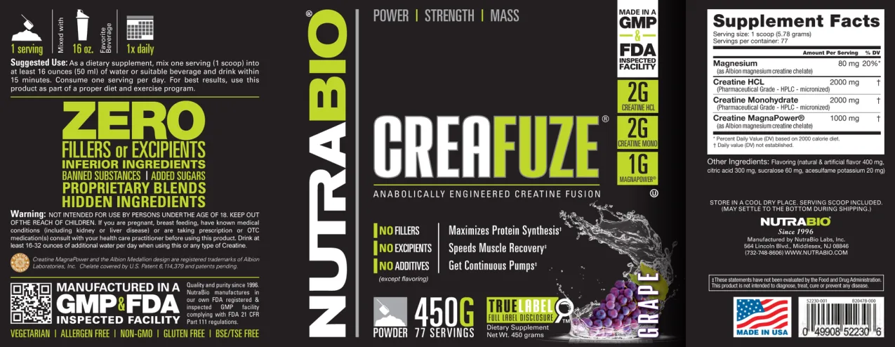 Label for CreaFuze Grape