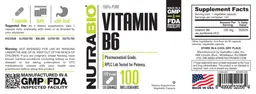 Label for 100% Pure Vitamin B6 100 Milligrams