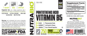 Pantothenic Acid Vitamin B5 250 Milligra