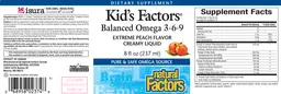 Label for Kid's Factors Balanced Omega 3-6-9 Extreme Peach Flavor