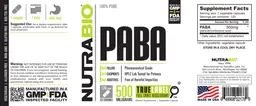 Label for PABA 500 Milligrams