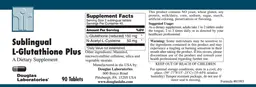 Label for Sublingual L-Glutathione Plus