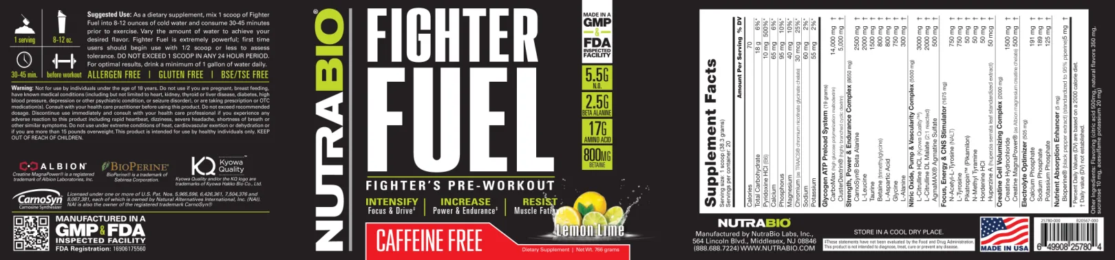 Label for Fighter Fuel Lemon Lime