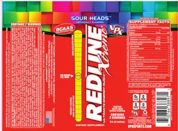 Label for Redline Xtreme Sour Heads