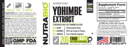 Label for Yohimbe Extract 200 Milligrams