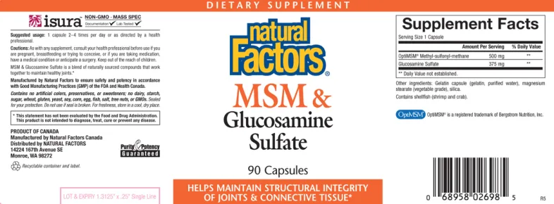 Label for MSM & Glucosamine Sulfate