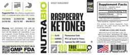 Label for Raspberry Ketones 100 Milligrams