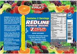 Label for Redline Power Rush Exotic Fruit