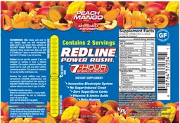 Label for Redline Power Rush Peach Mango