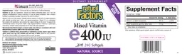Label for Mixed Vitamin E 400 IU