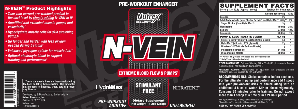Label for N-Vein Unflavored