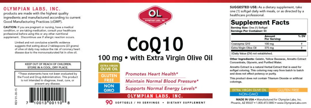 Label for CoQ10 100 mg