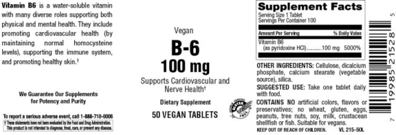 Label for B-6 100 mg