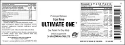 Label for Iron Free Ultimate One