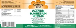 Label for Maxi-Sorb Calcium Magnesium Citrate With Vitamin D